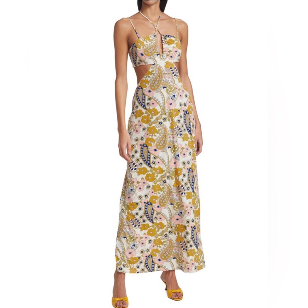 WAYF White Paisley Halter maxi Dress